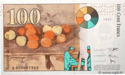 100 Francs CÉZANNE Petit numéro FRANCE  1997 F.74.01A UNC