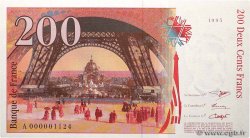 200 Francs EIFFEL Petit numéro FRANCE  1995 F.75.01A UNC