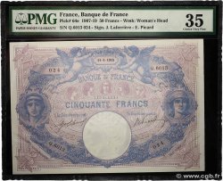50 Francs BLEU ET ROSE FRANCE  1915 F.14.28 VF+