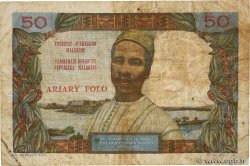 50 Francs - 10 Ariary MADAGASCAR  1969 P.061 VG
