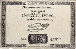 10 Livres filigrane royal FRANCE  1792 Ass.36a