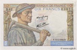 10 Francs MINEUR FRANCE  1944 F.08.10