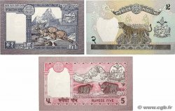 1, 2 et 5 Rupees Lot NÉPAL  1974 P.22, P.23a et P.29d SPL