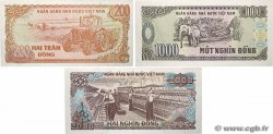 200, 1000 et 2000 Dong Lot VIET NAM  1987 P.100c, P.106a et P.107a XF