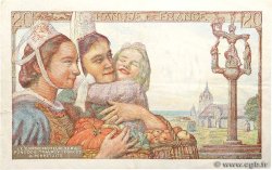 20 Francs PÊCHEUR Numéro radar FRANCE  1943 F.13.07 VF+