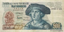 500 Francs BELGIQUE  1963 P.135a