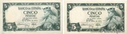 5 Pesetas Lot ESPAÑA  1954 P.146a