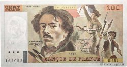 100 Francs DELACROIX imprimé en continu FRANCE  1991 F.69bis.03b1 UNC