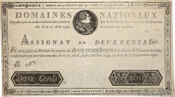 200 Livres Faux FRANCE  1791 Ass.17x XF