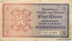 1 Koruna BOHEMIA & MORAVIA  1940 P.03a F