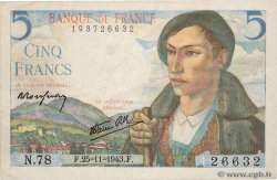 5 Francs BERGER FRANKREICH  1943 F.05.04