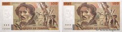100 Francs DELACROIX 442-1 & 442-2 Consécutifs FRANCE  1995 F.69ter.02b