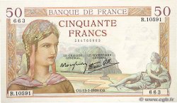 50 Francs CÉRÈS modifié FRANCE  1939 F.18.28 XF