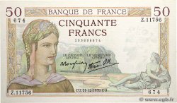 50 Francs CÉRÈS modifié FRANCE  1939 F.18.36 XF+