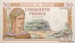 50 Francs CÉRÈS modifié FRANCIA  1939 F.18.32