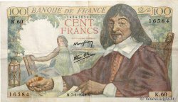 100 Francs DESCARTES FRANKREICH  1943 F.27.03