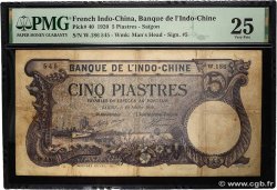 5 Piastres FRENCH INDOCHINA Saïgon 1920 P.040 VF