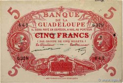 5 Francs Cabasson rouge GUADELOUPE  1944 P.07d fVZ