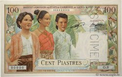 100 Piastres - 100 Kip Spécimen FRENCH INDOCHINA  1954 P.103s AU+