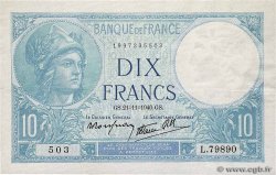 10 Francs MINERVE modifié FRANCE  1940 F.07.21