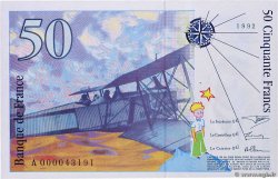 50 Francs SAINT-EXUPÉRY FRANCE  1992 F.72.01aA UNC