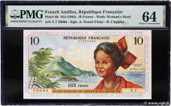 10 Francs FRENCH ANTILLES  1964 P.08b