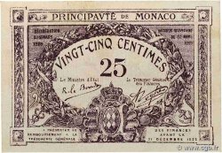 25 Centimes violet MONACO  1920 P.02a SUP+