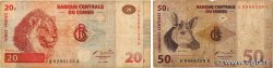 50 centimes et 20 Francs Lot RÉPUBLIQUE DÉMOCRATIQUE DU CONGO  1991 P.084 et P.088