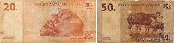 50 centimes et 20 Francs Lot RÉPUBLIQUE DÉMOCRATIQUE DU CONGO  1991 P.084 et P.088 B