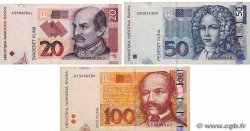 20, 50 et 100 Kuna Lot CROATIE  2001 P.39a, P.40 et P.41