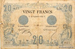 20 Francs NOIR FRANCE  1874 F.09.01