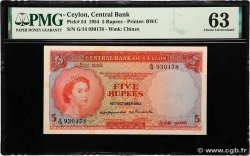 5 Rupees CEYLAN  1954 P.054 pr.NEUF
