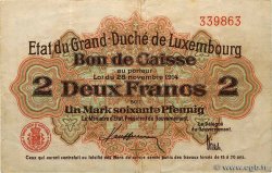 2 Francs / 1 Mark 60 Pfennig LUXEMBURG  1914 P.22 SS