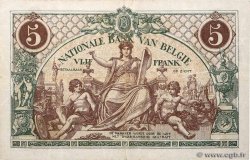 5 Francs BELGIUM  1914 P.075a F+
