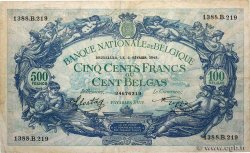 500 Francs - 100 Belgas BELGIUM  1943 P.109