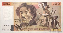 100 Francs DELACROIX imprimé en continu FRANCE  1990 F.69bis.01bB