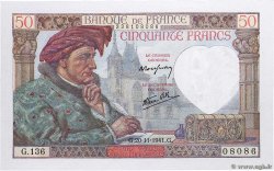 50 Francs JACQUES CŒUR FRANCE  1941 F.19.16 UNC-