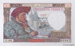 50 Francs JACQUES CŒUR FRANCE  1942 F.19.18 UNC-