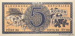 5 Korun Spécimen SLOWAKEI  1945 P.08s fST+
