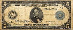 5 Dollars VEREINIGTE STAATEN VON AMERIKA Cleveland 1914 P.359bD fS