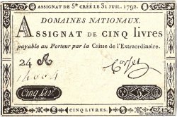 5 Livres FRANCE  1792 Ass.31a