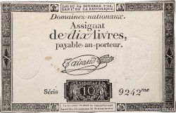 10 Livres filigrane républicain FRANCE  1792 Ass.36b