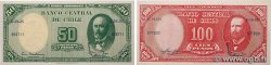 5 Centesimos sur 50 Pesos et 10 Centesimos sur 100 Pesos Lot CHILE  1960 P.126b et P.127a
