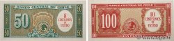 5 Centesimos sur 50 Pesos et 10 Centesimos sur 100 Pesos Lot CHILE  1960 P.126b et P.127a FDC
