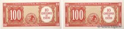 10 Centesimos sur 100 Pesos Lot CHILI  1960 P.127a SPL+