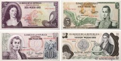 2 à 20 Pesos oro Lot COLOMBIA  1983 P.406f, P.407g, P.409d et P.413b