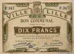 10 Francs FRANCE regionalism and miscellaneous Lille 1914 JP.59-1604