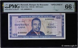 100 Francs Spécimen BURUNDI  1964 P.12s