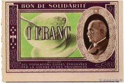 1 Franc BON DE SOLIDARITÉ FRANCE regionalism and miscellaneous  1941 KL.02A1