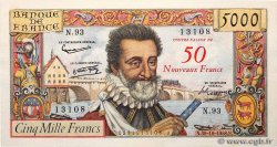 50 NF sur 5000 Francs HENRI IV FRANCE  1958 F.54.01 SUP